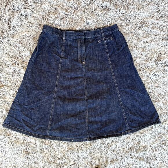 L.L. Bean Denim Jean Skirt Dark Wash Lightweight Knee Length Womens 18 Plus - Picture 1 of 5